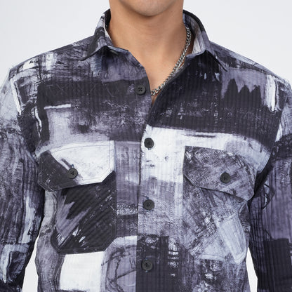 Abstract Black Grey Shirt