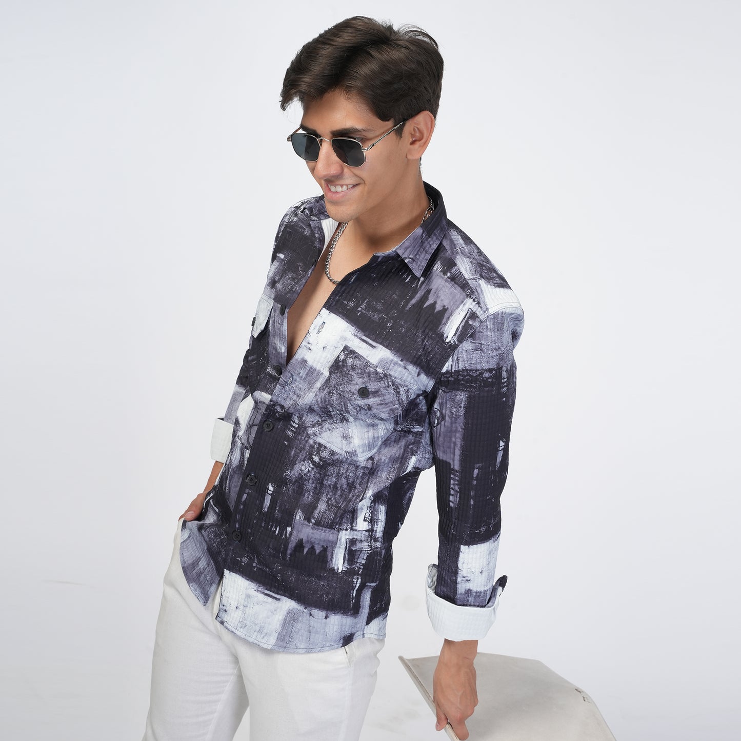 Abstract Black Grey Shirt