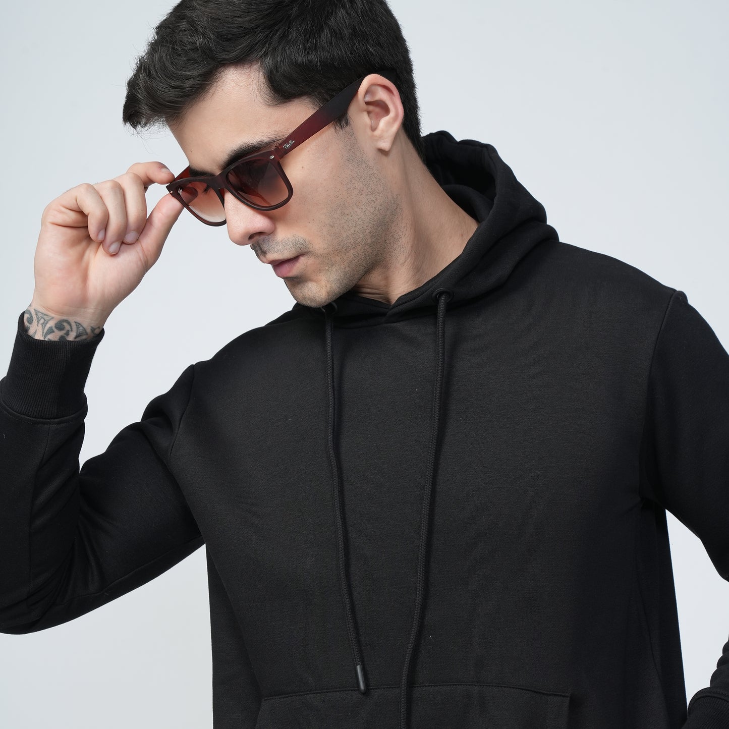 Black Plain Hoodie