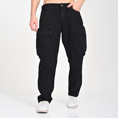 Black Front Pocket Cargo Jeans