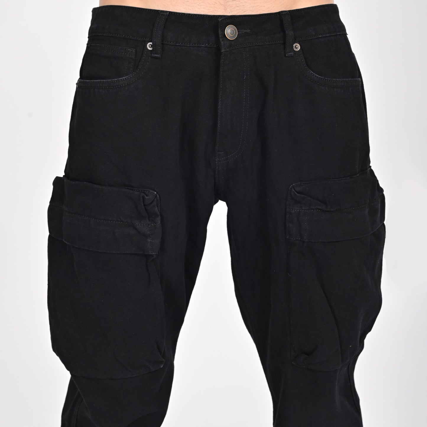 Black Front Pocket Cargo Jeans