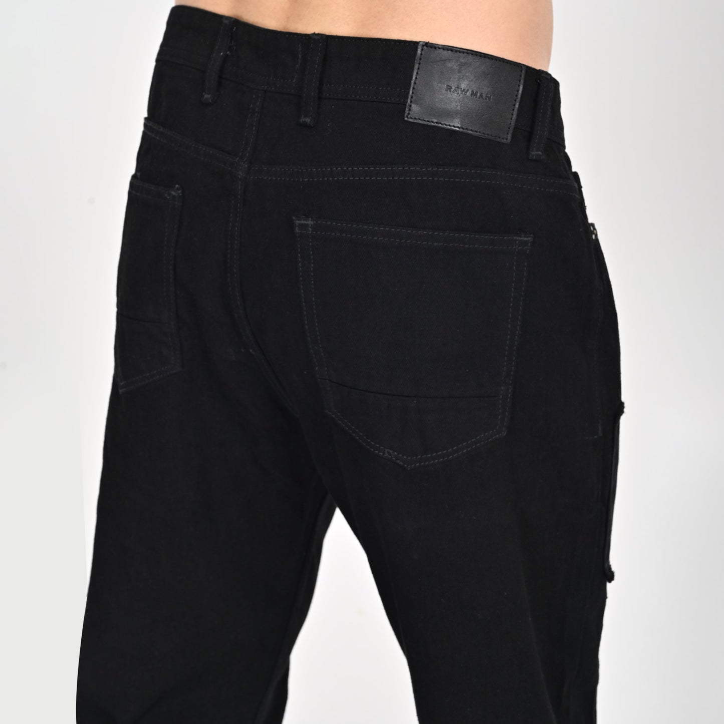 Black Patched Baggy Jeans