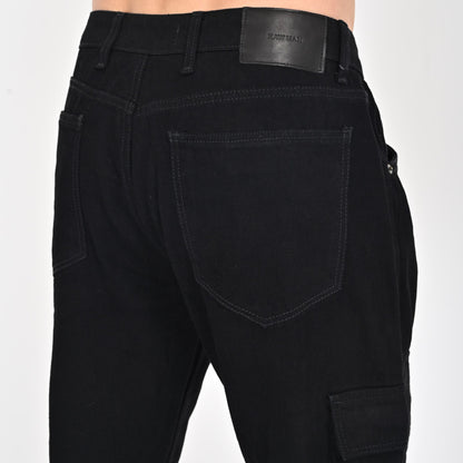 Black Side Pocket Baggy Cargo Jeans