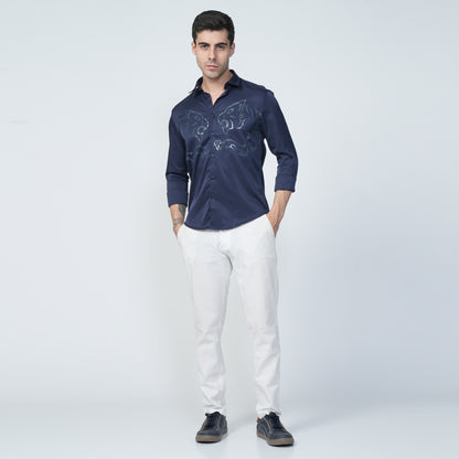 Blue - Tiger Printed Casual Shirt