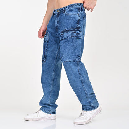 Blue Front Pocket Cargo Jeans