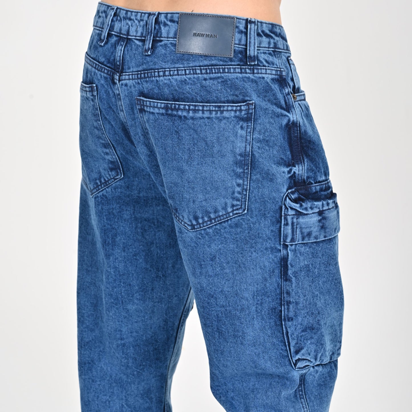 Blue Front Pocket Cargo Jeans