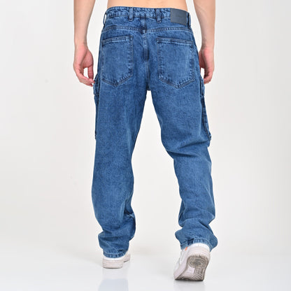 Blue Front Pocket Cargo Jeans