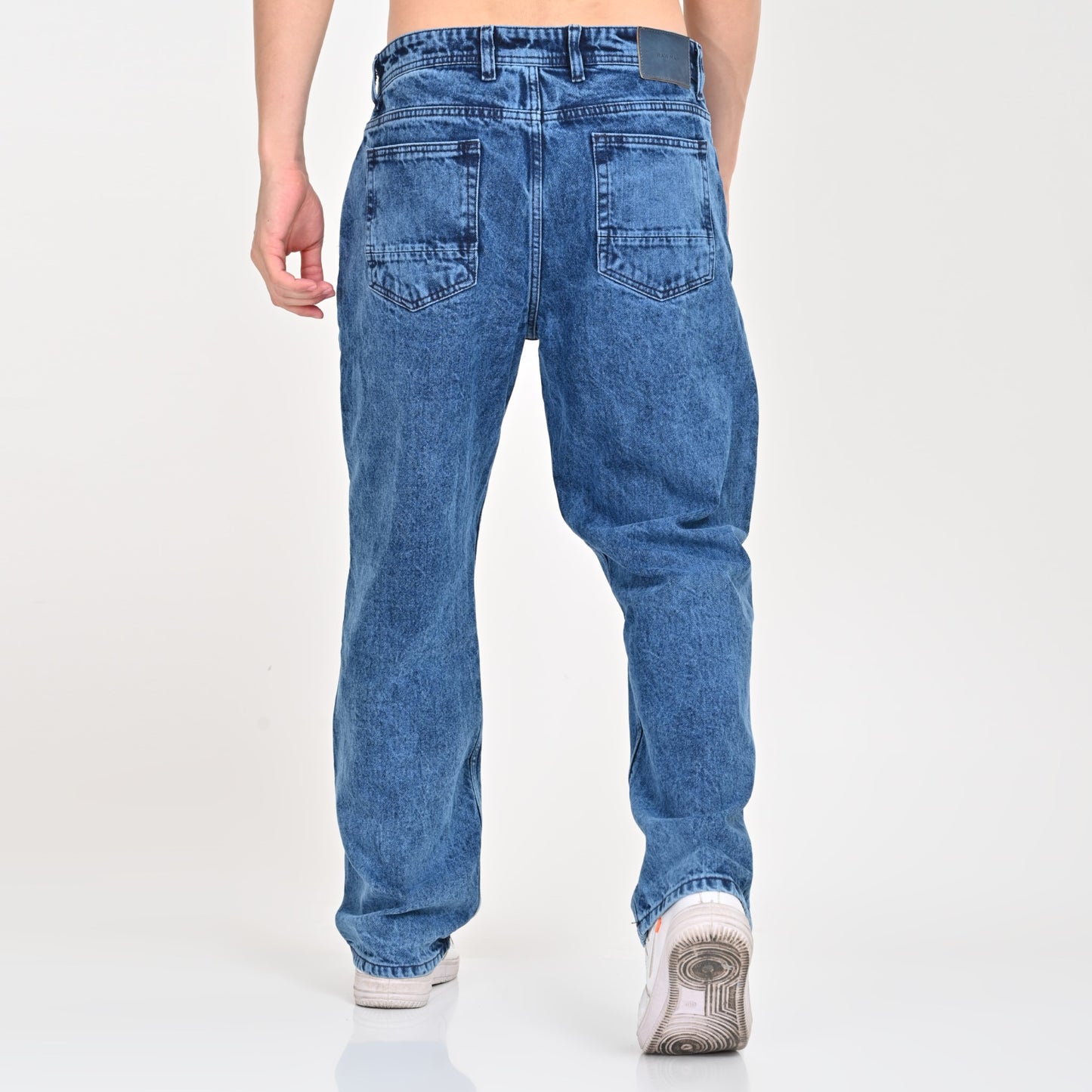 Blue Patched Baggy Jeans