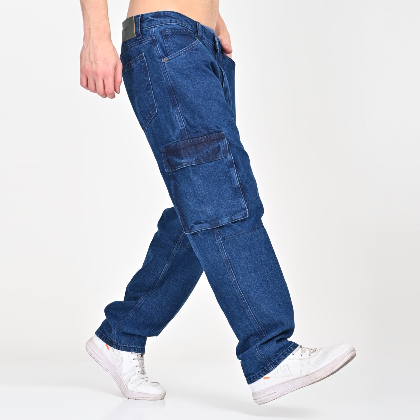 Blue Side Pocket Baggy Cargo Jeans