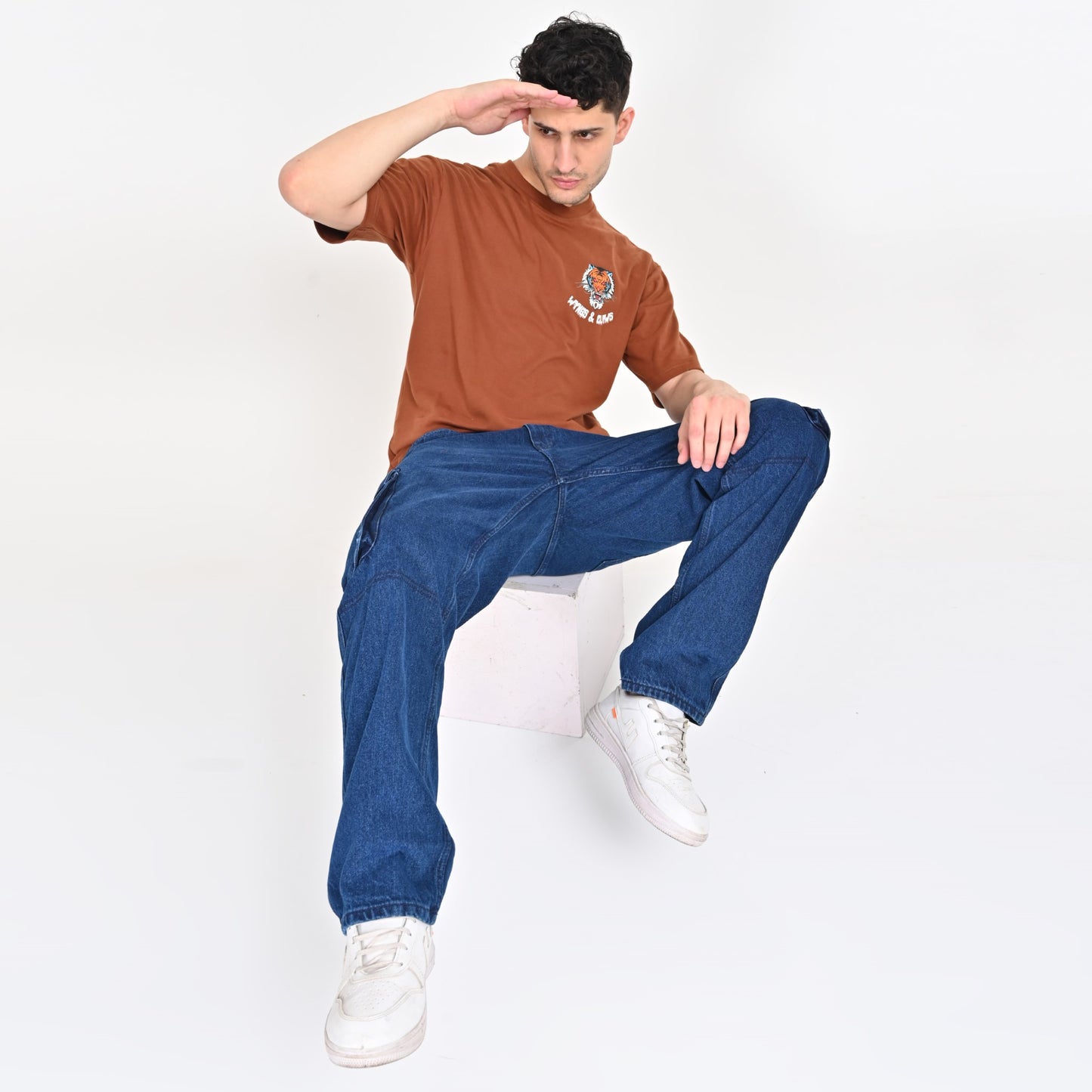 Blue Side Pocket Baggy Cargo Jeans