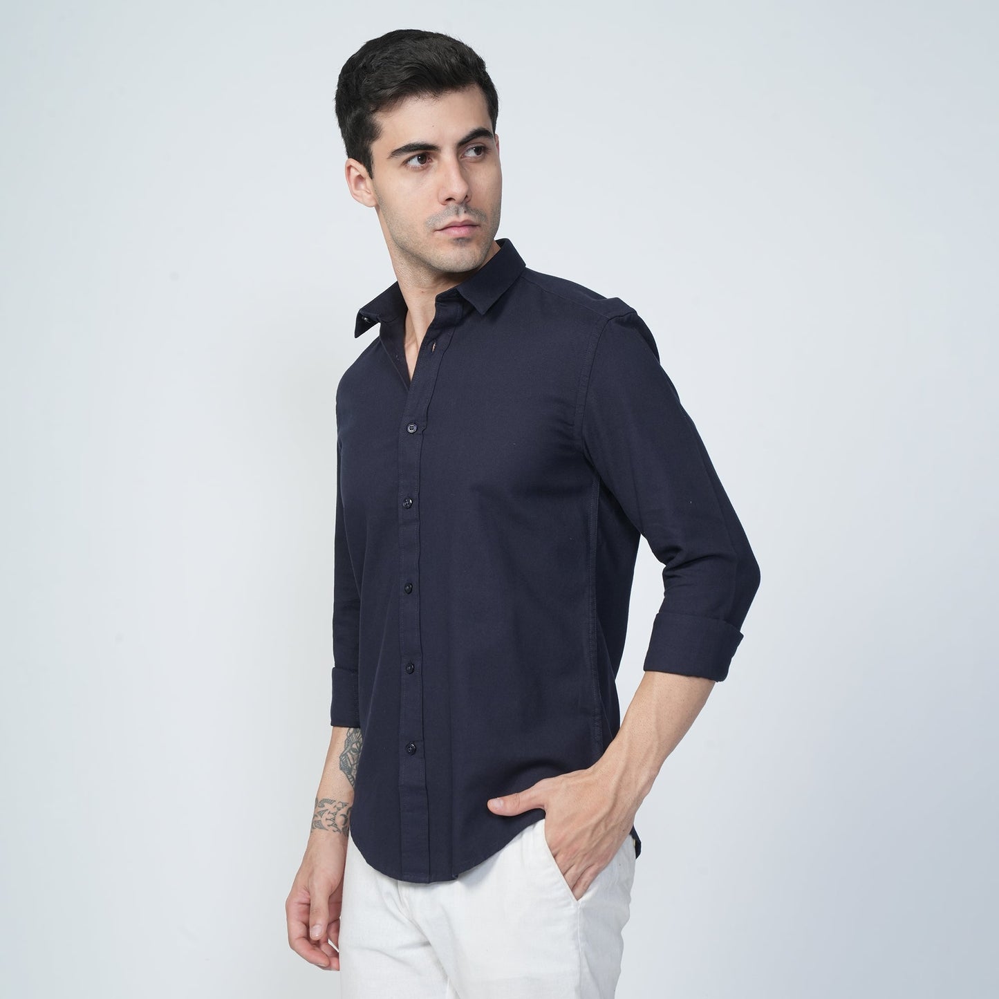 Imported Fabric - Navy Blue Shirt (Plus Size)