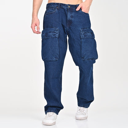 Dark Blue Front Pocket Cargo Jeans