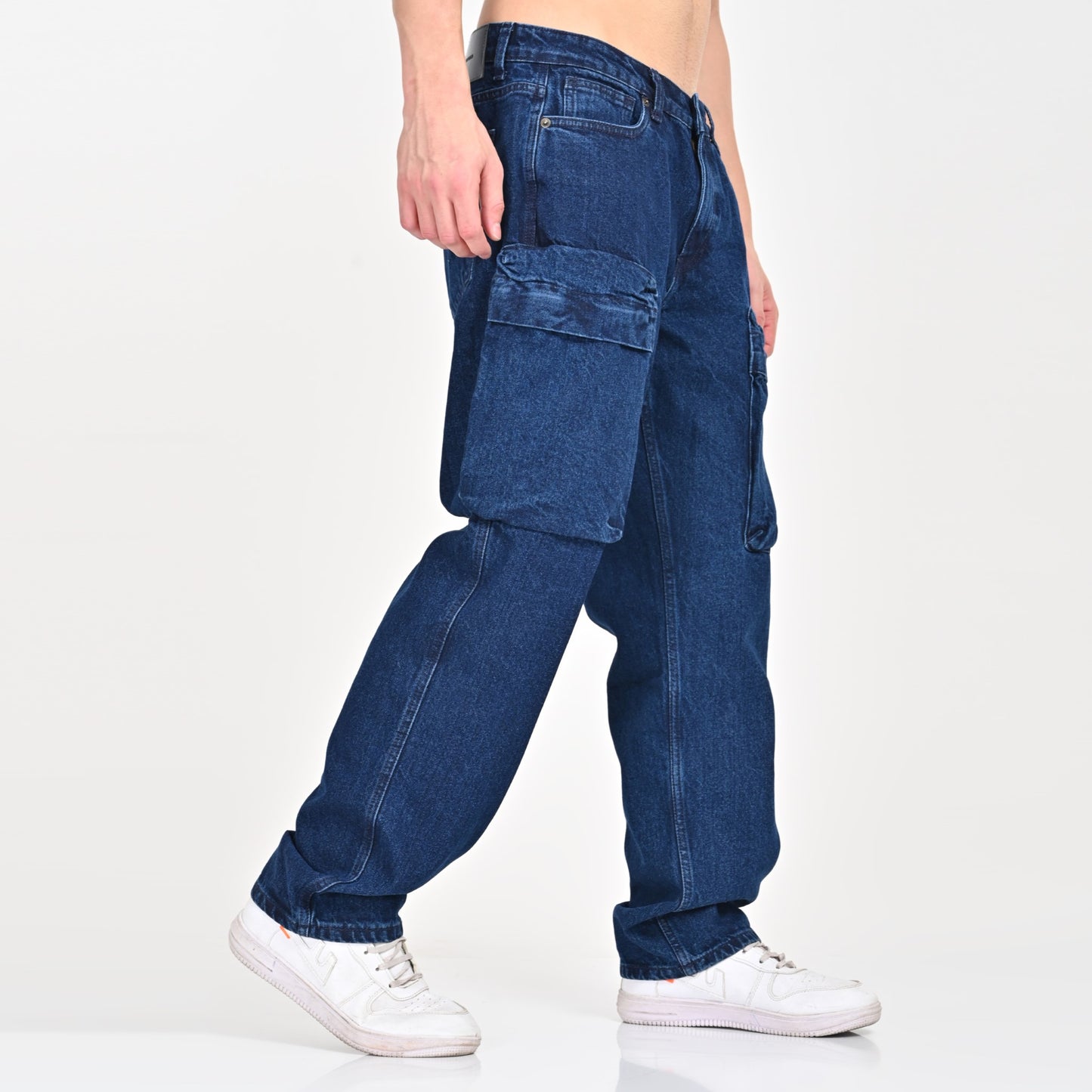 Dark Blue Front Pocket Cargo Jeans