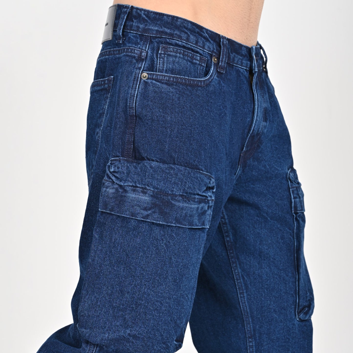 Dark Blue Front Pocket Cargo Jeans