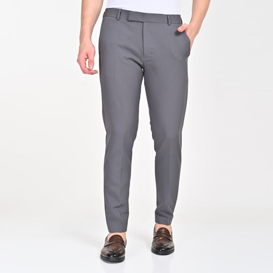 Dark Grey Popcorn Textured Formal Trouser