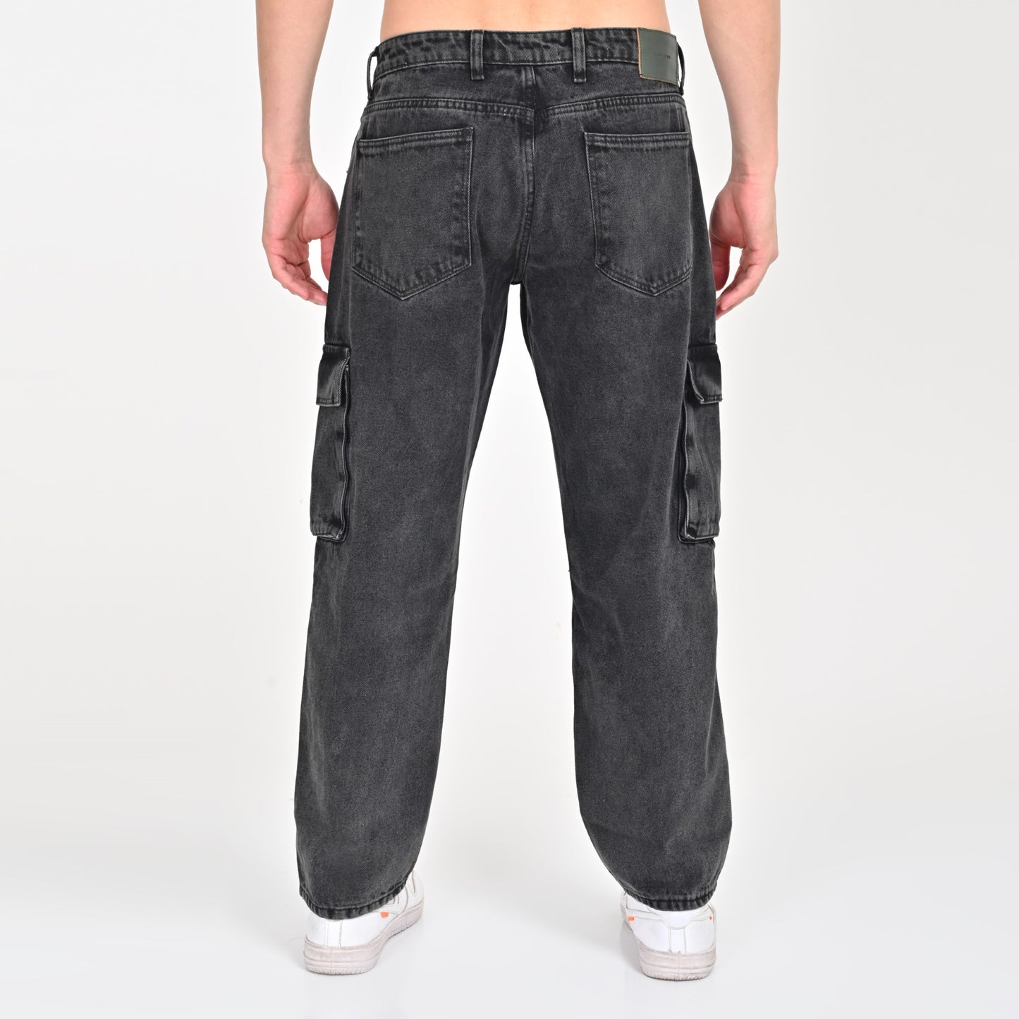 Grey Side Pocket Baggy Cargo Jeans