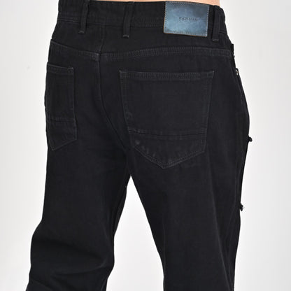 Jet Black Patched Baggy Jeans