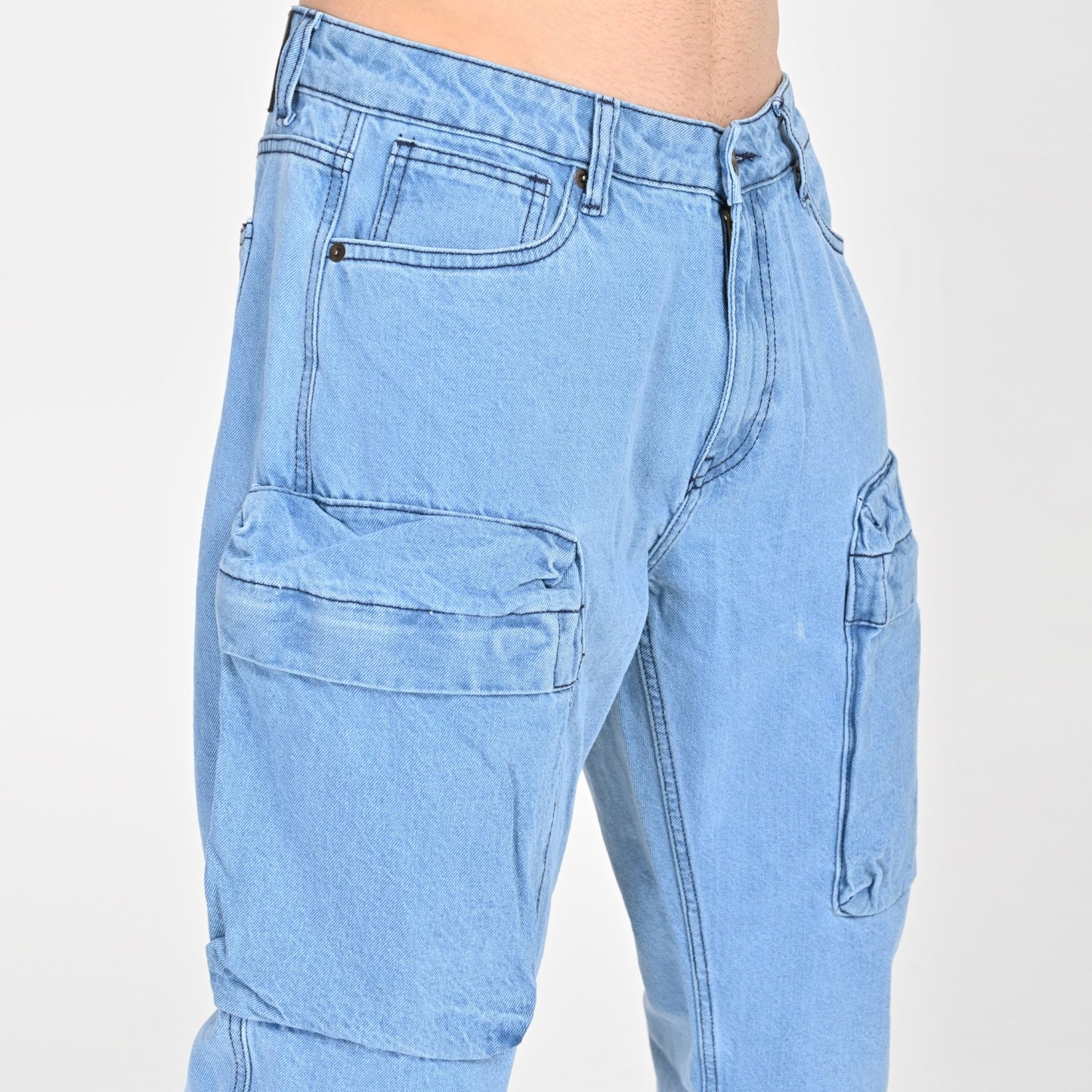 Light Blue Front Pocket Cargo Jeans