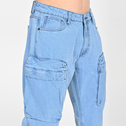 Light Blue Front Pocket Cargo Jeans