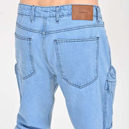 Light Blue Front Pocket Cargo Jeans