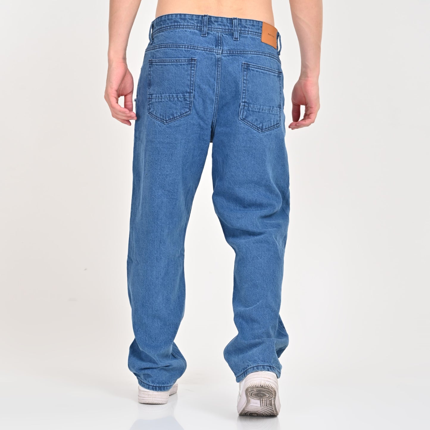 Light Blue Patched Baggy Jeans