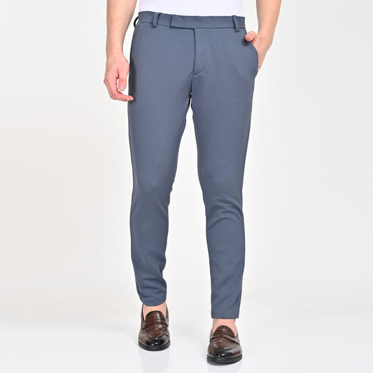 Light Blue Popcorn Textured Formal Trouser