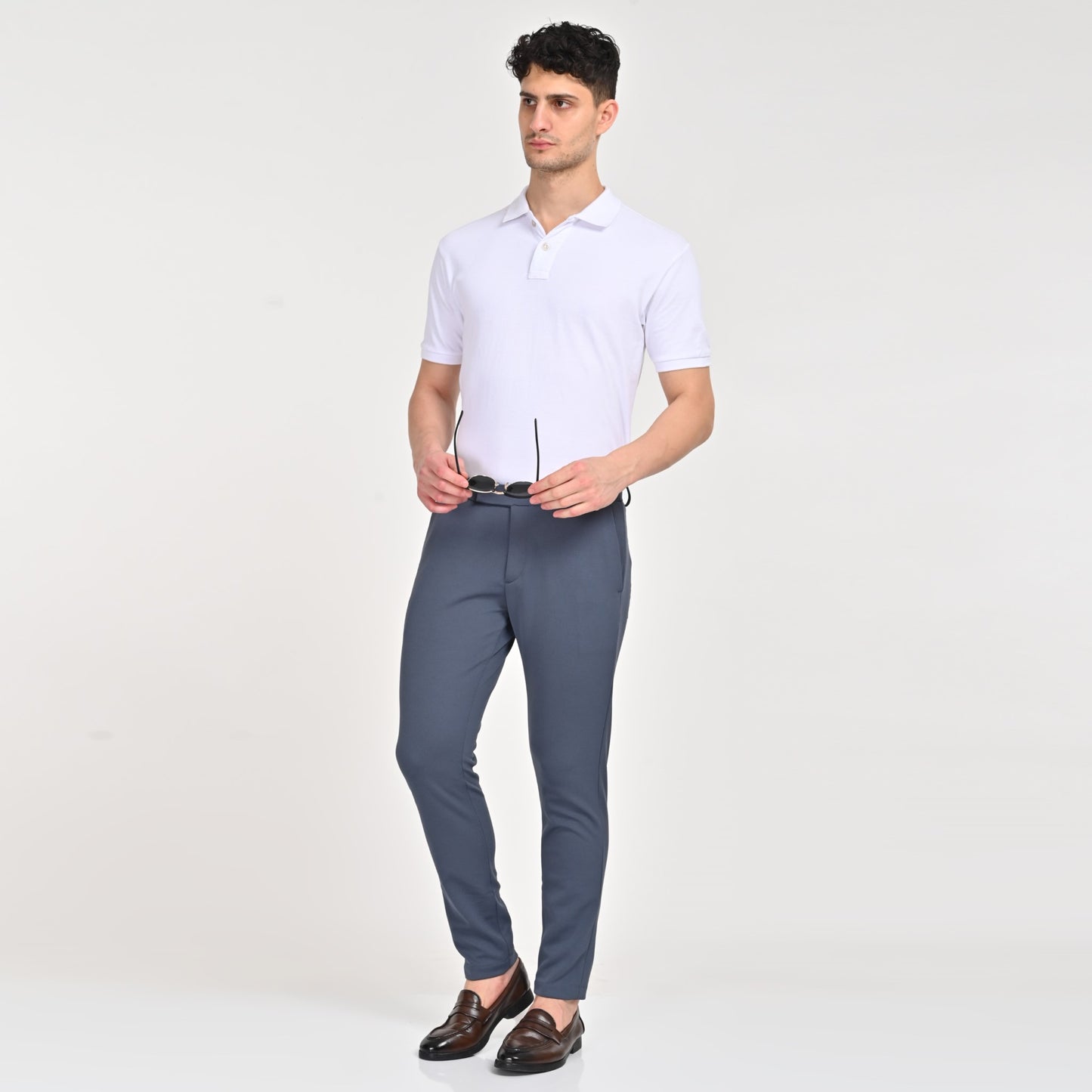 Light Blue Popcorn Textured Formal Trouser