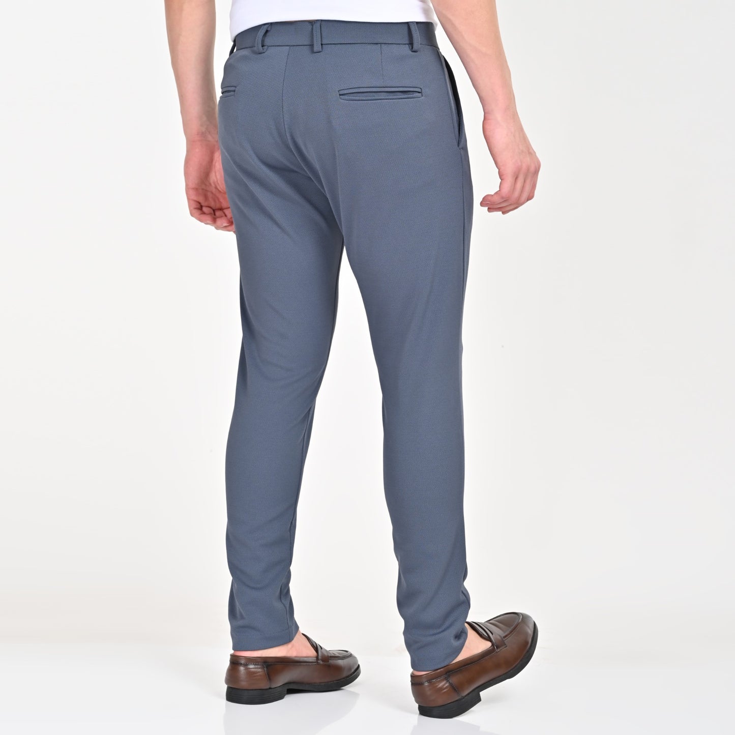 Light Blue Popcorn Textured Formal Trouser