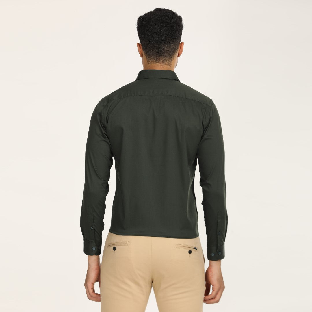 Solid Dark Green Formal Shirt