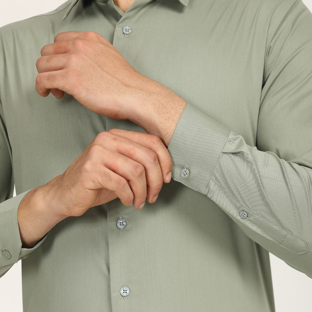 Solid Light Green Formal Shirt