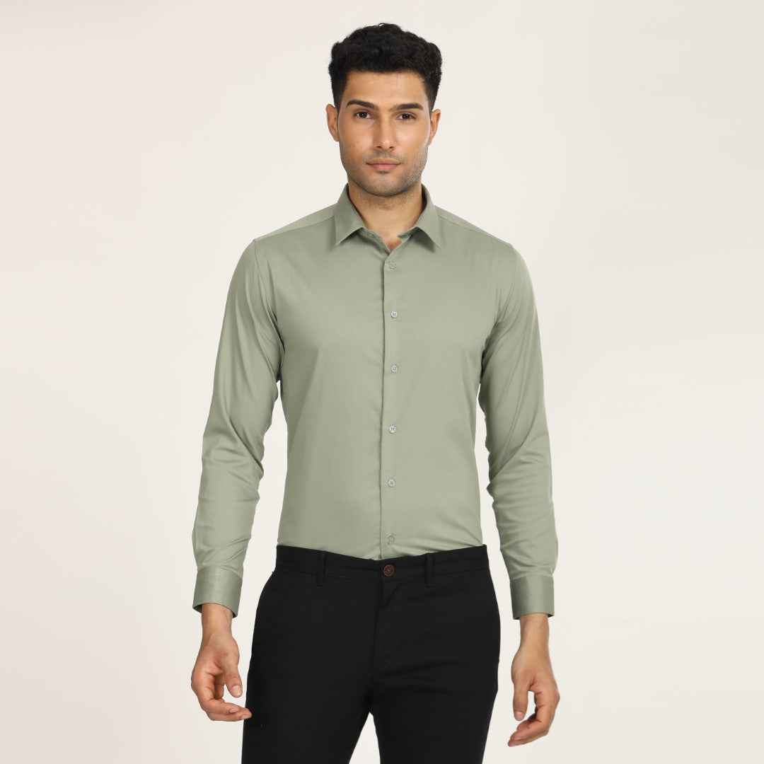 Solid Light Green Formal Shirt