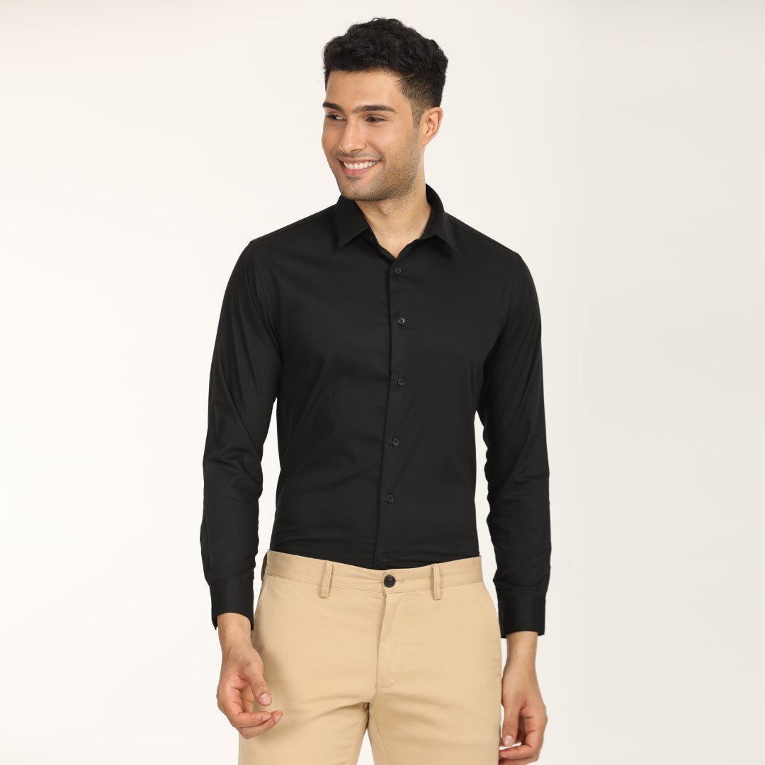 Solid Black Formal Shirt