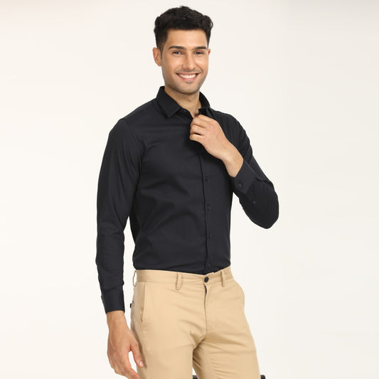 Solid Dark Blue Formal Shirt