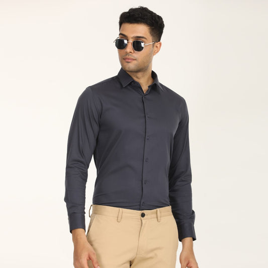 Solid Navy Blue Formal Shirt