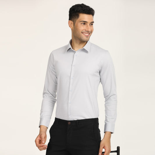 Solid Light Grey Formal Shirt