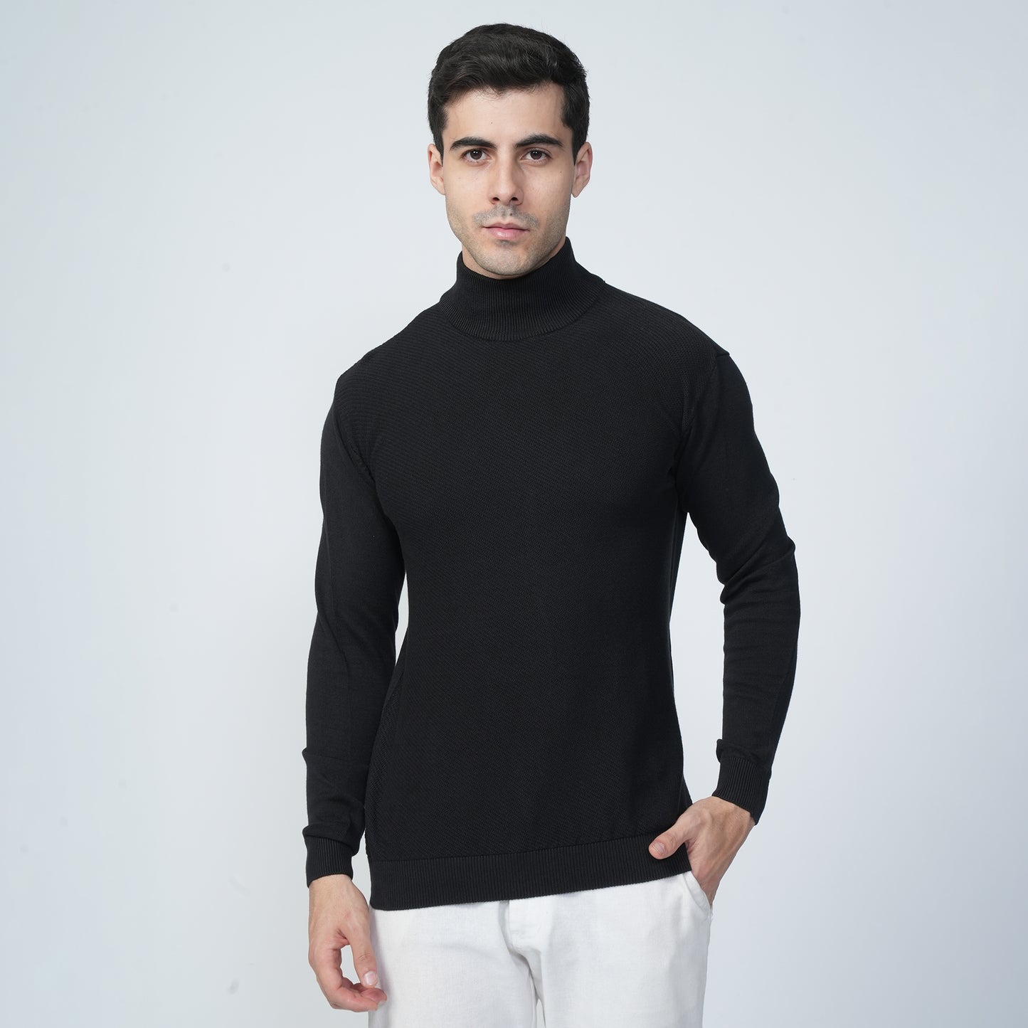 Turtle Neck - Black Sweat Shirt