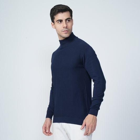 Turtle Neck - Navy Blue Sweat Shirt