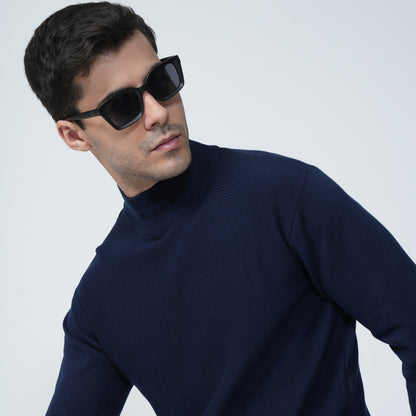 Turtle Neck - Navy Blue Sweat Shirt