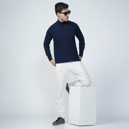 Turtle Neck - Navy Blue Sweat Shirt