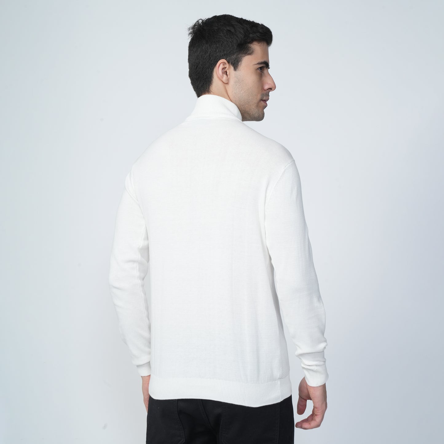 Turtle Neck - White Sweat Shirt